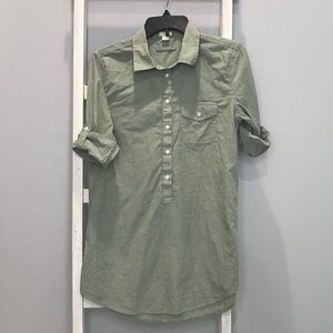 J.Crew NWOT Button-Up Green Tunic Blouse M